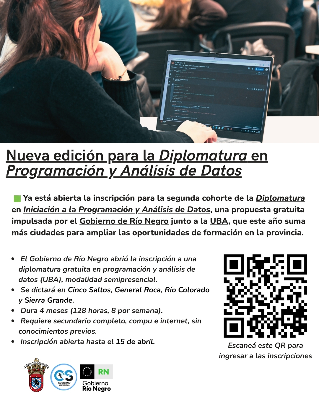 Inscripciones abiertas: Diplomatura en Programación y Análisis de Datos