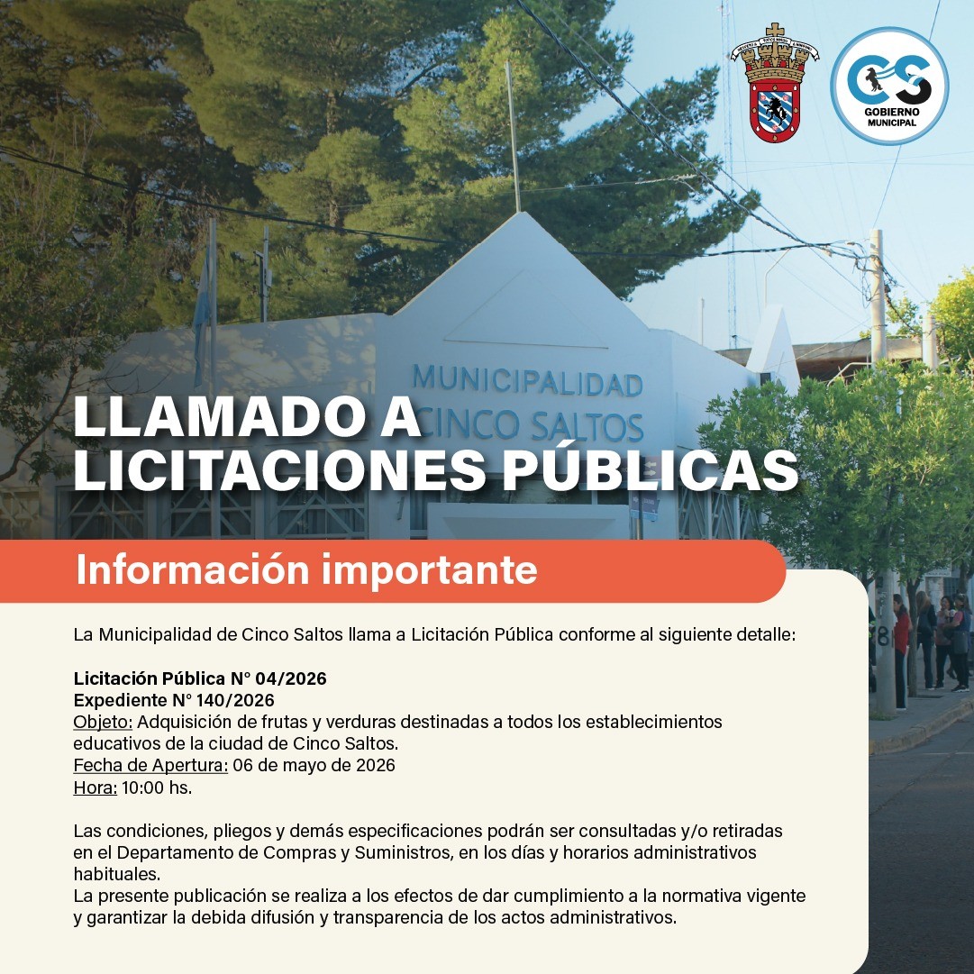 Llamado a Licitación Pública N 04/2026: Adquisición de frutas y verduras